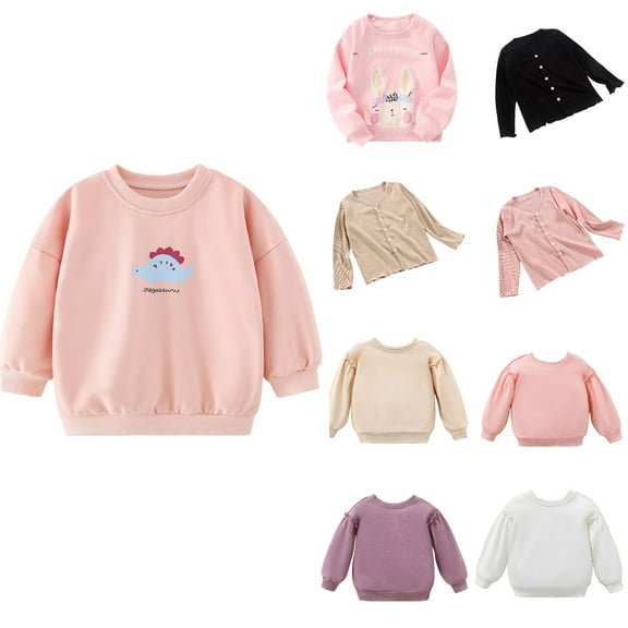 Antinious Toddler Girls Winter Warm Hoodies Tops,Casual Long Sleeve Sweatshirt for Boys Girls,Girls Long Sleeve Knitted Cardigan Sweater,Pink,90