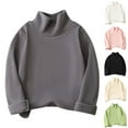 thumbnail image 1 of Antinious Toddler Girls Winter Warm Hoodies Tops,Casual Long Sleeve Sweatshirt for Boys Girls,Half Turtleneck Solid All-match Children's Bottoming Top For Boys And Girls,Beige,120, 1 of 4
