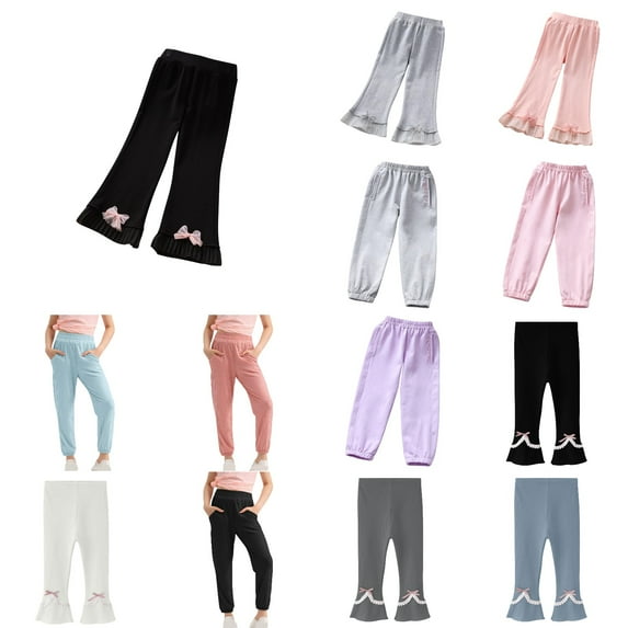 Antinious Toddler Girls Sweatpants,Casual Long Jogger Pants for Boys Girls,Children Fashion Solid Medium Waist Loose Leg Sports Pants Long Pants,100,