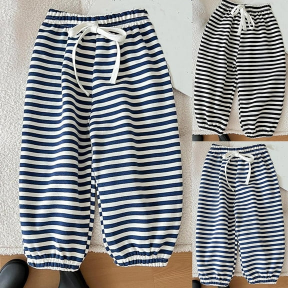 Antinious Toddler Girls Sweatpants,Casual Long Jogger Pants for Boys Girls,Children Repellent Pants Striped Printed Breathable Pants Haren Pants,120,