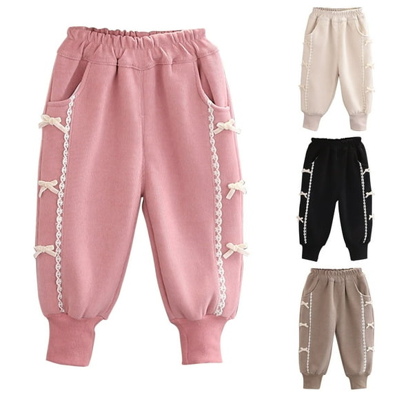 Antinious Toddler Girls Sweatpants,Casual Long Jogger Pants for Boys Girls,Children Solid Girls Wearing Casual Pants For Warmth And Leggings,Black,80