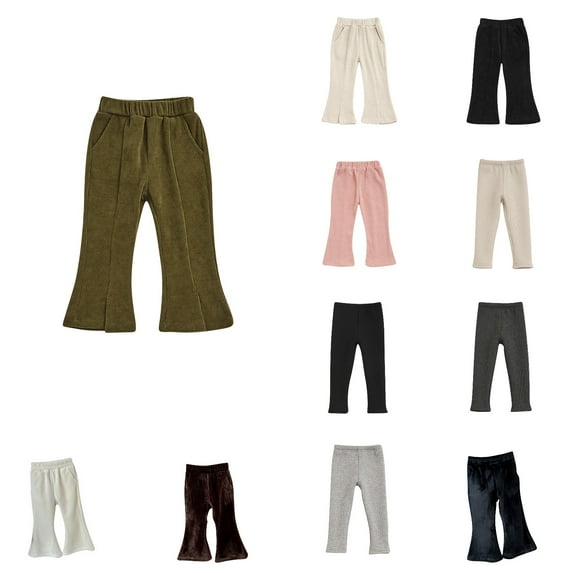 Antinious Toddler Girls Winter Warm Sweatpants,Casual Long Jogger Pants for Boys Girls,Girl Casual Solid Versatile Mid Waist Bellbottom Pants Long Pants,120,
