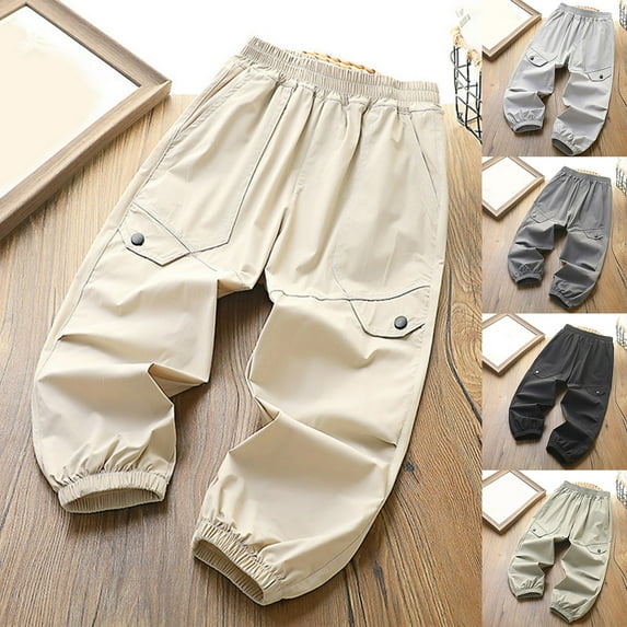 Antinious Toddler Girls Winter Warm Sweatpants,Casual Long Jogger Pants for Boys Girls,Kids Solid Loose Button Pocket Soft Elastic Waist Cargo Trousers,110,