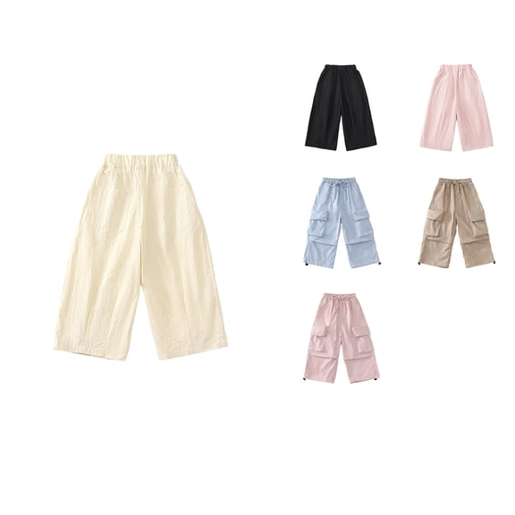 Antinious Toddler Girls Winter Warm Sweatpants,Casual Long Jogger Pants for Boys Girls,Kids Solid Loose Soft Mid Waist Decorative Buckle Wide Leg Wide Leg Pants,130,