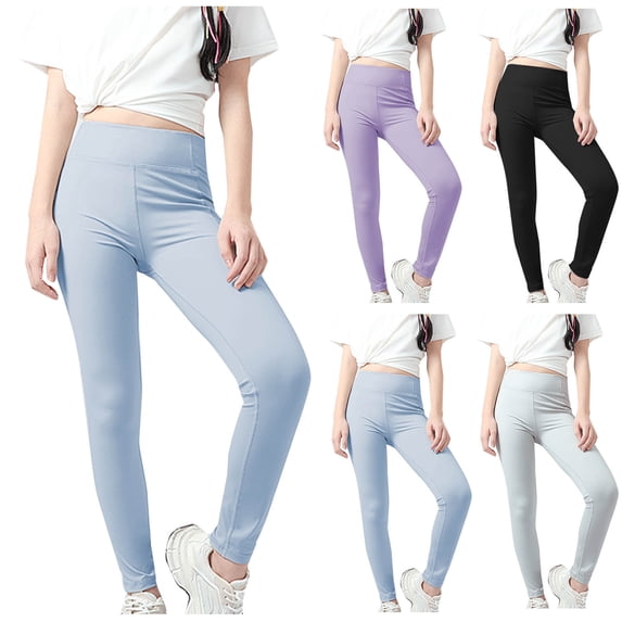 Antinious Girls Elastic Waist Yoga Pants Stylish Solid Stretch Leggings 13-14Y