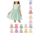 thumbnail image 1 of Antinious Girls Floral Print Ruffle Sleeve A-Line Casual Versatile Wear Dress, 1 of 5
