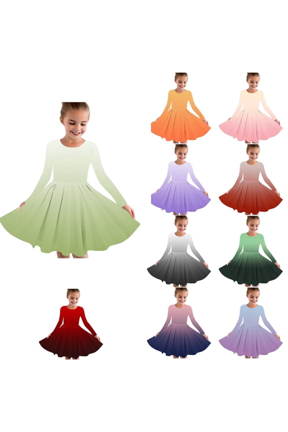 Girls Frock Dress Girls Princess Dress Long Sleeve Crew Neck A Line Twirly Skater School Recital Dress,Toddler Girls Outer Dress,Kids Party Dress,Purple,120