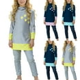 thumbnail image 1 of Antinious Toddler Girls Beach Contrast Hooded Long Sleeve Modest Surf Soft 2 Piece Swimsuit Outfit, 1 of 5