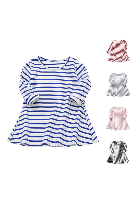 Girls Outer Frock Girls Evening Dress Striped Crew Neck Ruffled Long Sleeve Dress,Toddler Girls Outer Dress,Kids Party Dress,Red,110