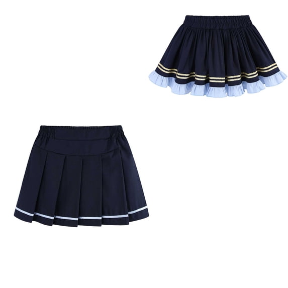 Antinious Girls Solid Lined Uniform Stylish Soft Versatile Knee-High Pleated Skirts