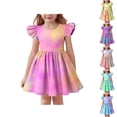 Antinious Girls Ruffle Short Sleeve Round Neck Fitted Dresses - Walmart.com