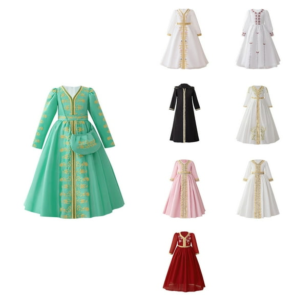 Antinious Girls Solid Sleeve Crew Neck Long Sleeve A line Western Style Sweet Versatile Princess Dress,Toddler Girls Outer Dress,Kids Party Dress,Black,140