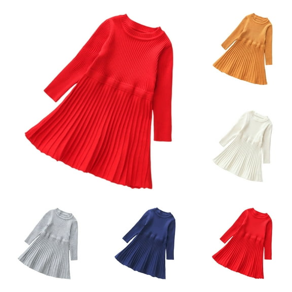 Antinious Girls Solid Long Sleeve Round Neck Knitted Dress For Banquet Evening,Toddler Girls Winter Outer Dress,Kids Party Dress,White,150