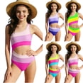 thumbnail image 1 of Antinious Girls Solid Contrast Splice One Shoulder Beach 1 Piece Swimsuit Outfit, 1 of 5
