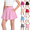 thumbnail image 1 of Antinious Girls Solid Elastic Waist Side Pocket Sport Versatile Mini Skirts, 1 of 5