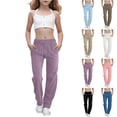 thumbnail image 1 of Antinious Girls Solid Loose Wide Leg Side Pocket Versatile Full Length Pants, 1 of 5