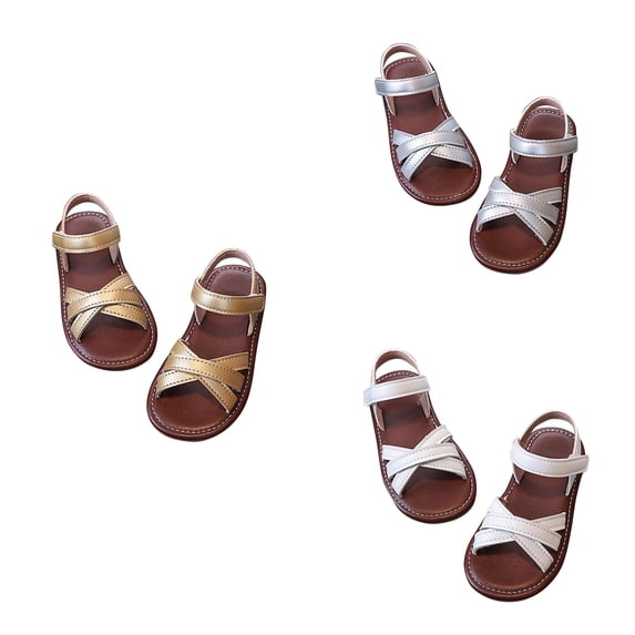 Antinious Girls Solid Soft Build Hook And Loop Cozy Daily Outdoor Casual Sandals Shoes