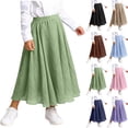 thumbnail image 1 of Antinious Girls Solid High Waist Elastic Waist Side Pocket Ruffle A-Line Long Skirts, 1 of 5