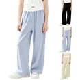 thumbnail image 1 of Antinious Girls Trendy Breathable Solid Wide Leg Elastic Waist Versatile Full Length Pants, 1 of 5