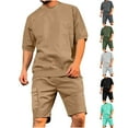thumbnail image 1 of Antinious Going Out Outfits for Men,Summer Outfits for Men,Track Suits for Men Set Short Sleeved Pocket Round Neck Solid Casual Outfits,Army Green,XL, 1 of 5