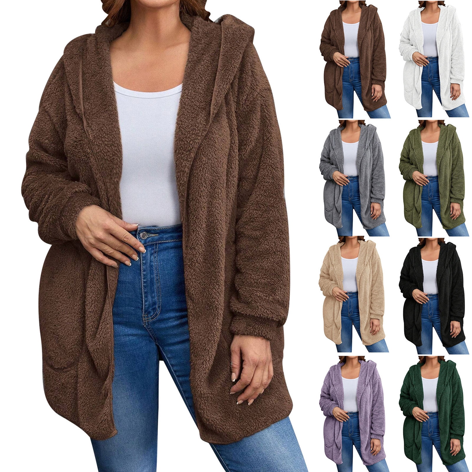 Autumn Winter Jacket Female Coat Causal Soft Hooded Pocket Fleece main image 1