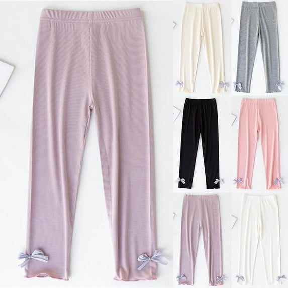 Antinious Kids Casual Sweatpants,Toddler Outer Pants,Children Solid Bow Pants Mid Size Elastic Waisted Pants Casual Leggings,120,