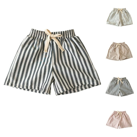 Antinious Toddler Striped Drawstring Elastic Waist Casual Fashion Gym Shorts