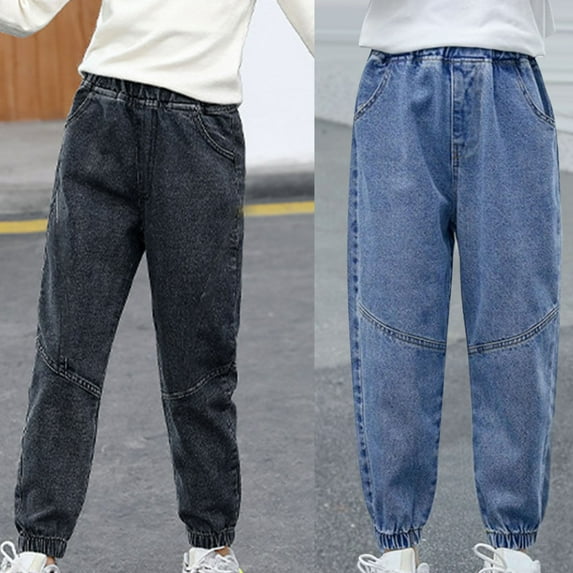 Antinious Kids Casual Sweatpants,Toddler Outer Pants,Summer Casual Print Girls Pocket Elastic Waist Comfy Full Length Pants Jeans,140,