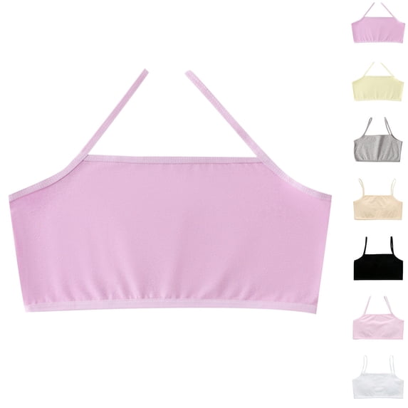 Antinious Kids Girls Stretchy Bralette Designed for Casual And Lightweight,Girls Sports Bras for Unparalleled ,Children's Girls Solid Color Underwear Vests Bra,Gray,M