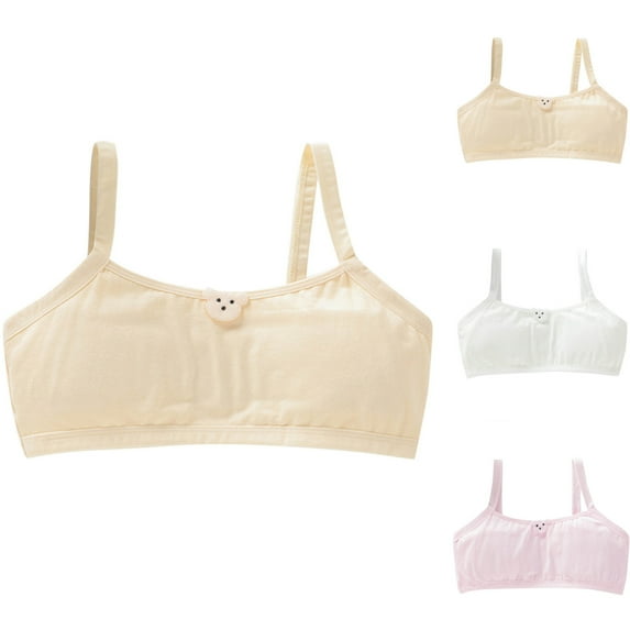Antinious Kids Girls Stretchy Bralette Designed for Casual And Lightweight,Girls Sports Bras for Unparalleled ,Girls Solid Color Athletic able Camisole Bra,White,XS