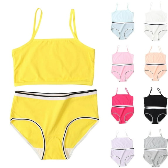 Antinious Kids Girls Stretchy Bralette Designed for Casual And Lightweight,Girls Sports Bras for Unparalleled ,Girls Solid Color able Camisole Underwear Set,White,S