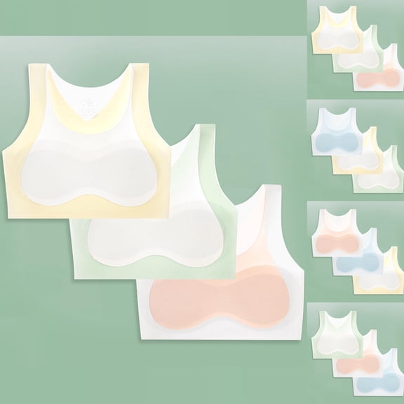 Antinious Kids Girls Stretchy Bralette Designed for Casual And Lightweight,Girls Sports Bras for Unparalleled ,Kids Girls 3PC Solid Color Fashion Casual able Bra,Blue,M