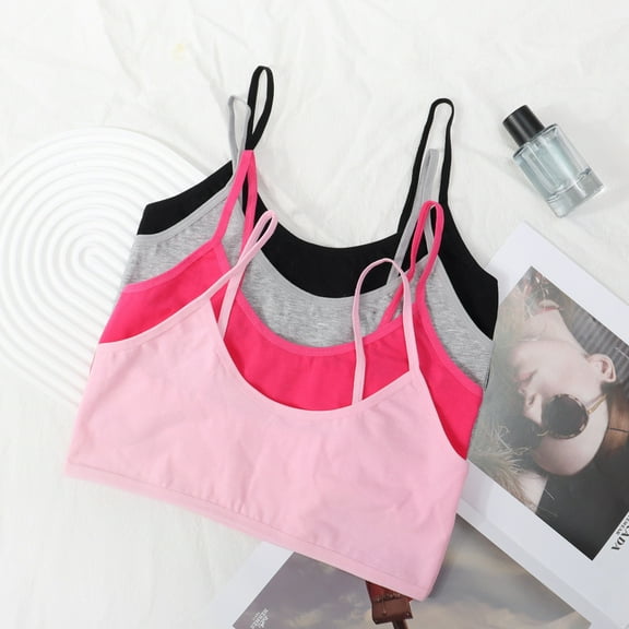 Antinious Kids Girls Stretchy Bralette Designed for Casual And Lightweight,Girls Sports Bras for Unparalleled ,Kids Girls Solid Color Soft able Breathable Bra,Pink,M