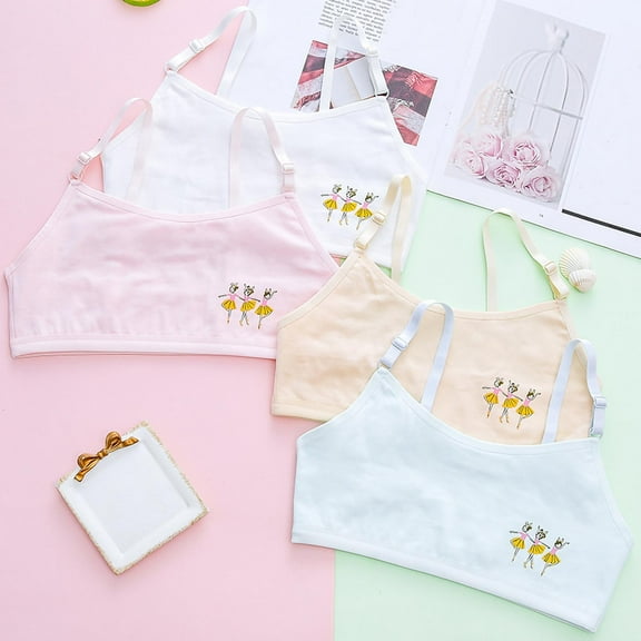 Antinious Kids Girls Stretchy Bralette Designed for Casual And Lightweight,Girls Sports Bras for Unparalleled ,Kids Girls Solid Color Soft able Breathable Bra,White,L