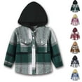 thumbnail image 1 of Antinious Kids Outerwear Coats Jackets for Kids Hooded Long Sleeve Brushed Plaid Shirt Jacket Casual Outerwear, 1 of 2