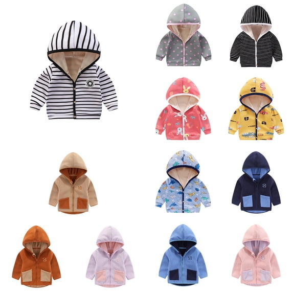 Antinious Winter Coats for Girls Kids Outerwear Jackets Coats Kids Fleece Set Thickened Long Sleeve Hooded Winter Outerwear for Boys Girls