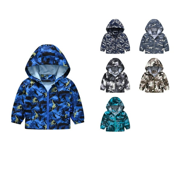 Antinious Kids Outerwear Coats Kids Winter Coat 4-13 Years Print Hooded Long Sleeve Jacket for Boys and Girls