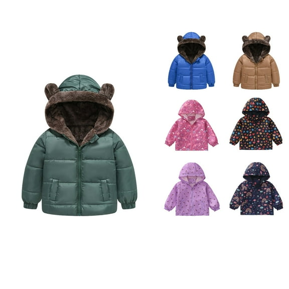 Antinious Kids Outerwear Jackets Coats Print Hooded Zip Jacket for Boys Girls 1-6 Years Jackets for Kids Winter