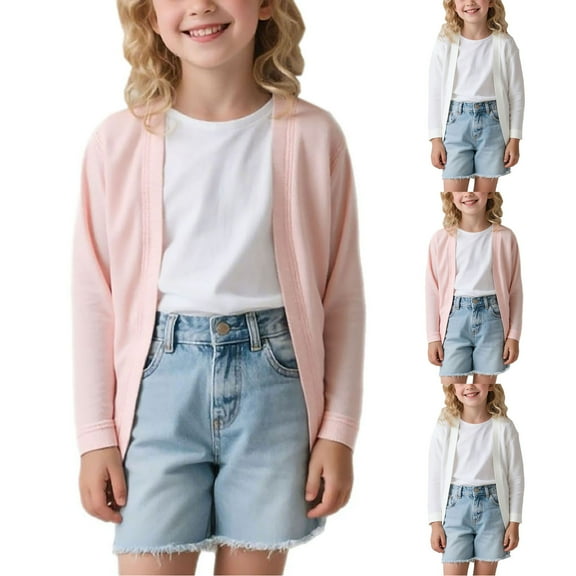 Antinious Little Girl Coats Kids Outerwear Jackets Coats Big Girls Winter Solid Color Long Sleeve Cardigan Shawl Top