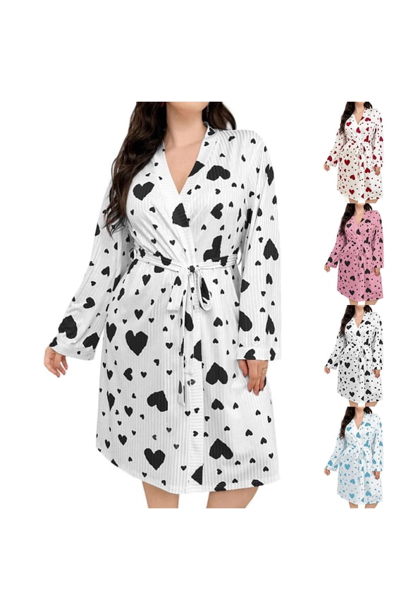 Knit Robe for Women -Waist Long Sleeve Bathrobe,Winter Robes for Women,Women Pajamas Bathrobes,Black,M