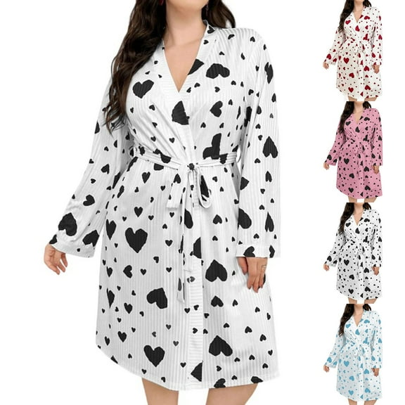 Antinious Knit Robe for Women -Waist Long Sleeve Bathrobe,Winter Robes for Women,Women Pajamas Bathrobes,Red,M