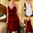 thumbnail image 1 of Antinious Ladies Camisoles Sleeveless Side Split Spaghetti Straps Sleep Open Back Satin Lace Home Fashion Long Style Nightgown, 1 of 5