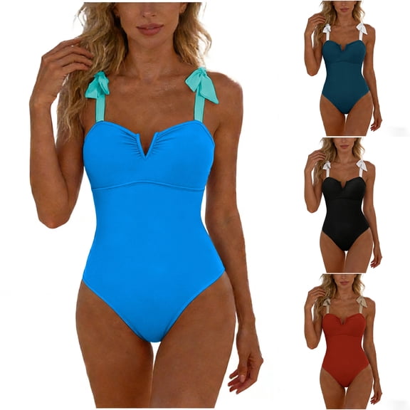 Antinious Ladies Casual Relaxed Soft Strap Seaside Layout Jumpsuits Swimsuits