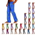 thumbnail image 1 of Antinious Ladies Check Print Elastic Waist Pockets Straight Leg Versatile Pajama Full Length Pants, 1 of 4