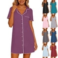 thumbnail image 1 of Antinious Ladies Collared Neck Side Pocket Solid Soft Comfortable Summer Nightdress, 1 of 5