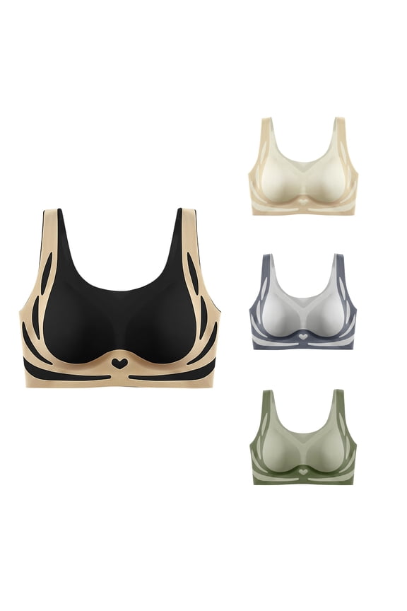 Ladies Color Splice Wireless Seamless Gathered Beautiful Back Everyday Bras