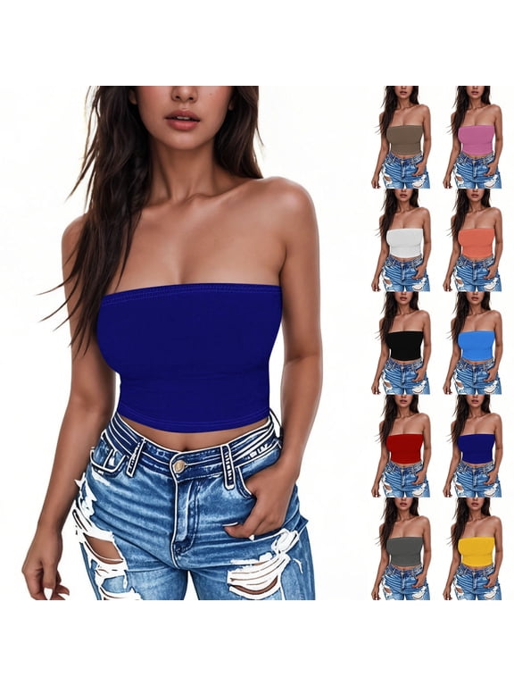Women Plus Size Strapless Bra Tank Solid Everyday Supportive Tube Top Bras