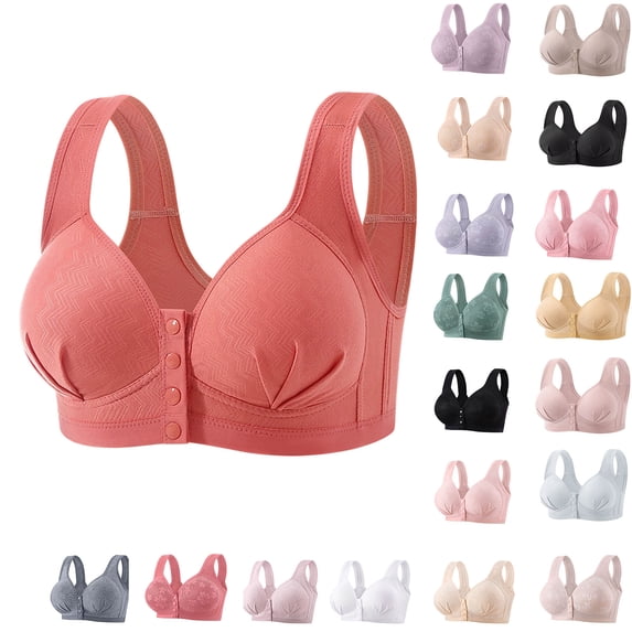 Antinious Women Plus Size Wireless Bras Push Up Front Closure Padded Cup Breathable