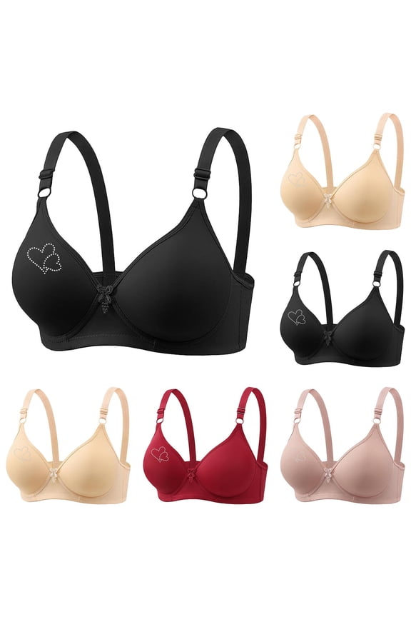 Ladies Heart Print Gathered Back Closure Breathable Everyday Bras