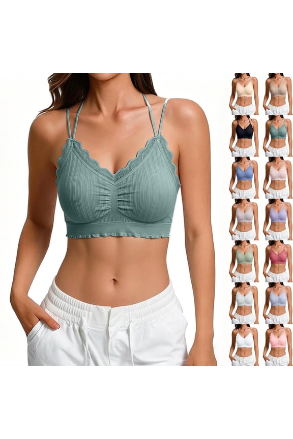 Ladies Lace Back Wrap Sling V-Neck Base Layer Inner Bra